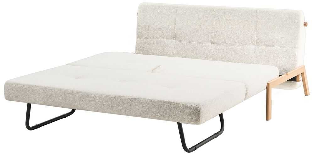 Beliani Dvivietė sofa lova EDLAND iš „Boucle“ audinio, balta