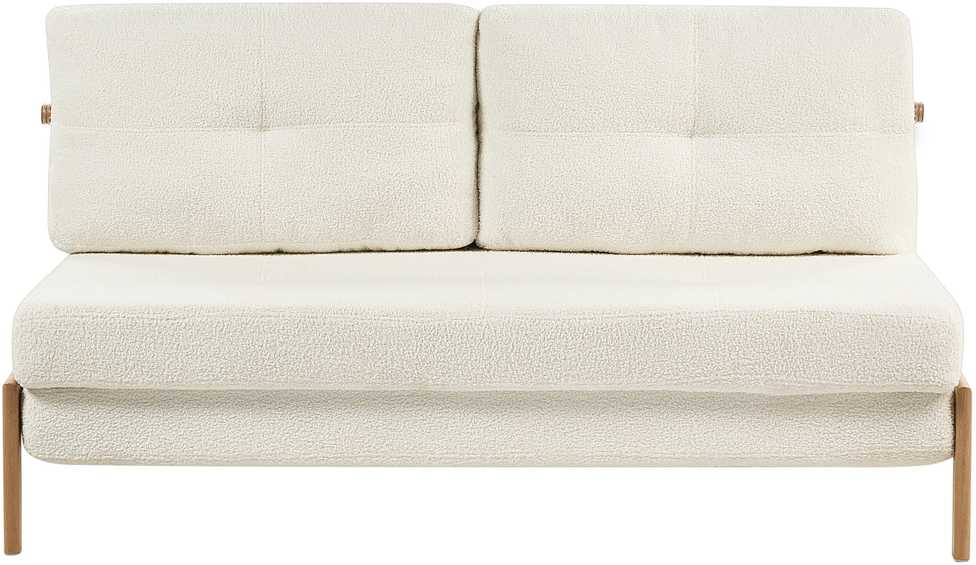 Beliani Dvivietė sofa lova EDLAND iš „Boucle“ audinio, balta