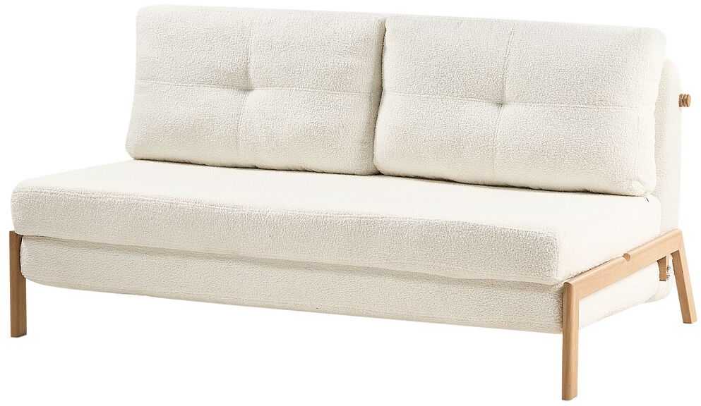Beliani Dvivietė sofa lova EDLAND iš „Boucle“ audinio, balta
