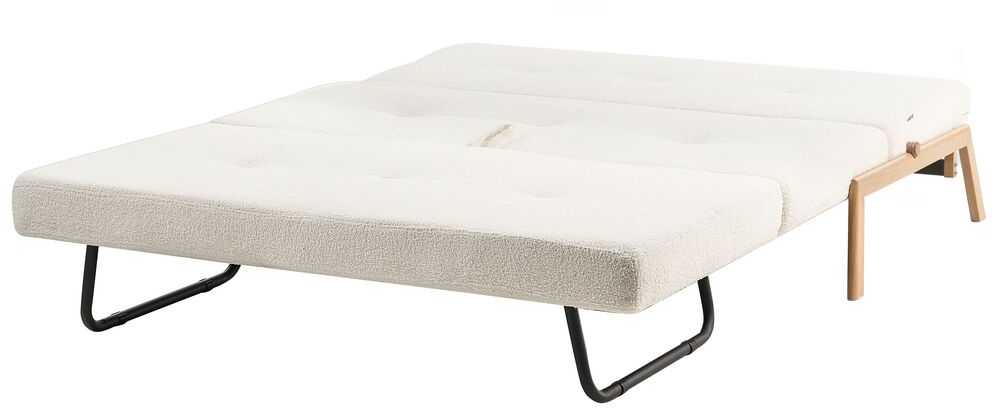 Beliani Dvivietė sofa lova EDLAND iš „Boucle“ audinio, balta