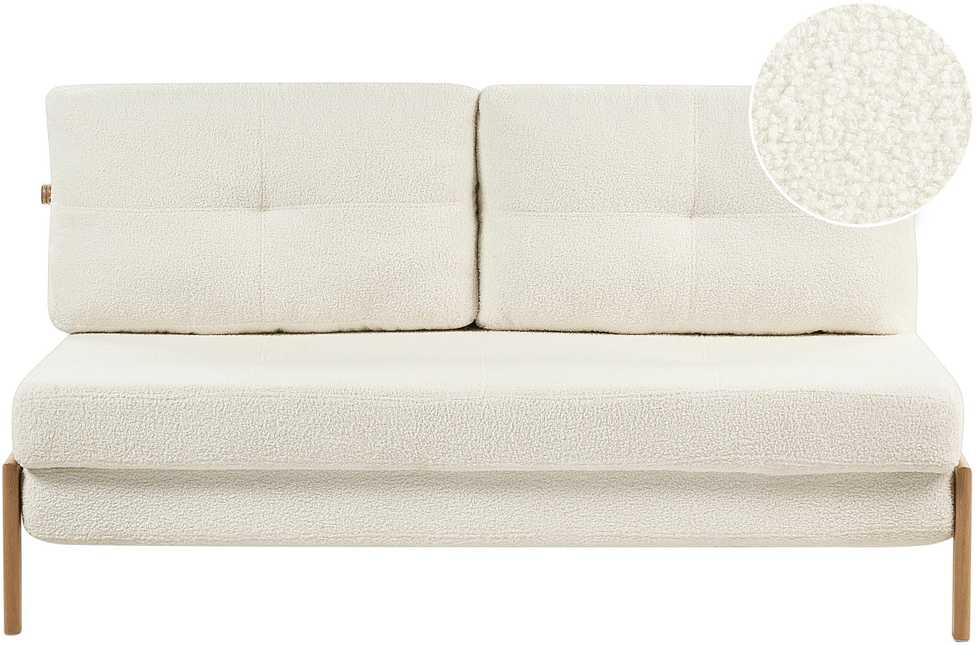 Beliani Dvivietė sofa lova EDLAND iš „Boucle“ audinio, balta