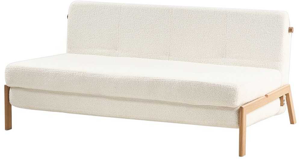 Beliani Dvivietė sofa lova EDLAND iš „Boucle“ audinio, balta
