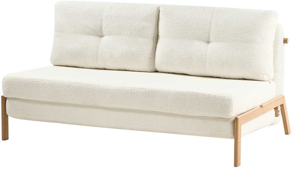 Beliani Dvivietė sofa lova EDLAND iš „Boucle“ audinio, balta