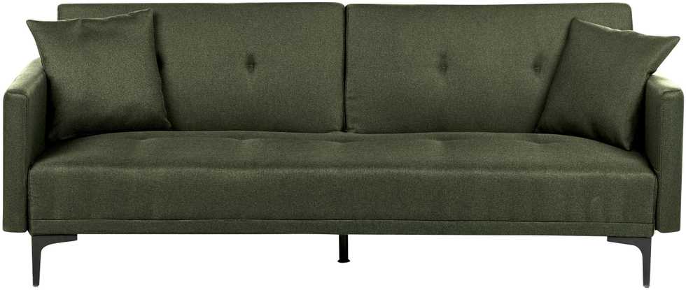 Beliani Trivietė išskleidžiama sofa LUCAN tamsiai žalia