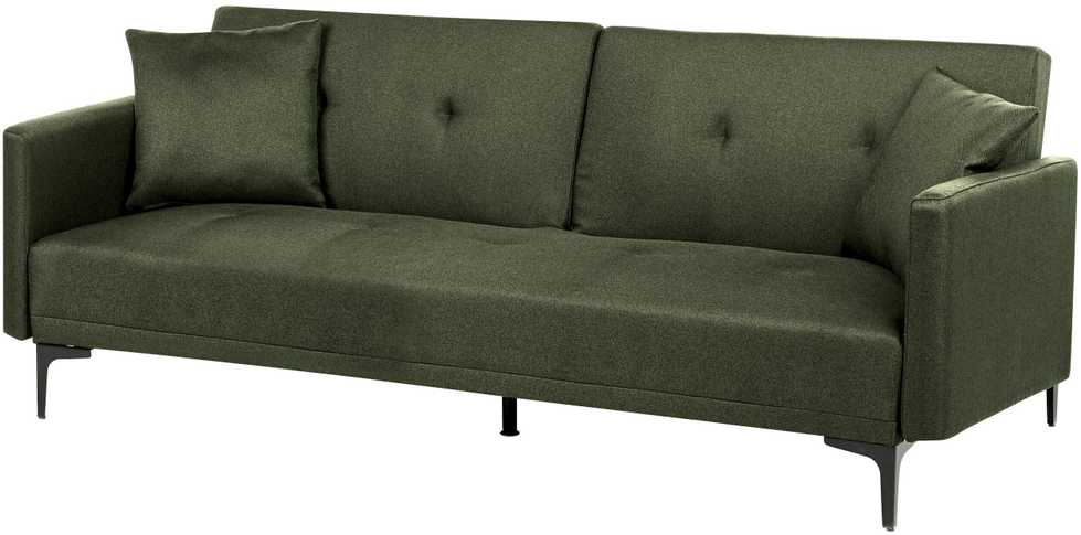 Beliani Trivietė išskleidžiama sofa LUCAN tamsiai žalia