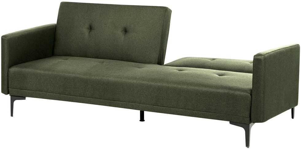 Beliani Trivietė išskleidžiama sofa LUCAN tamsiai žalia