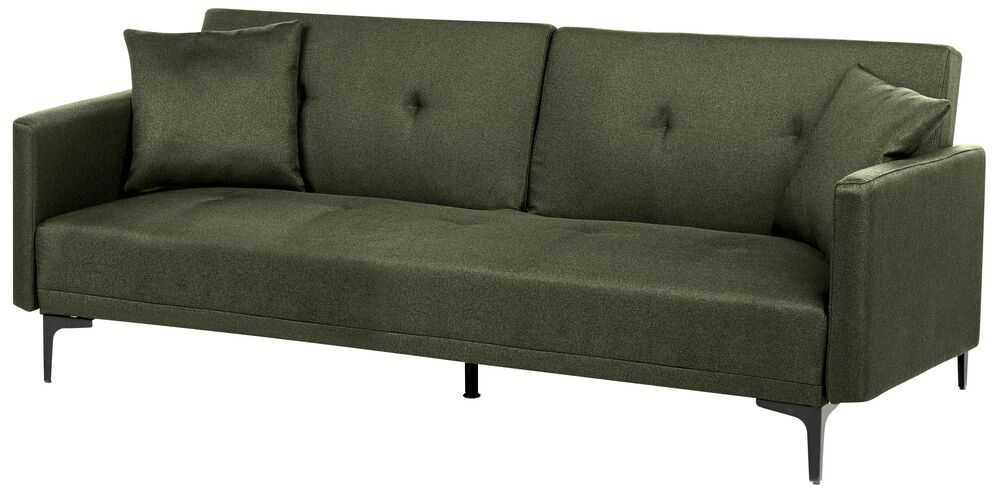 Beliani Trivietė išskleidžiama sofa LUCAN tamsiai žalia