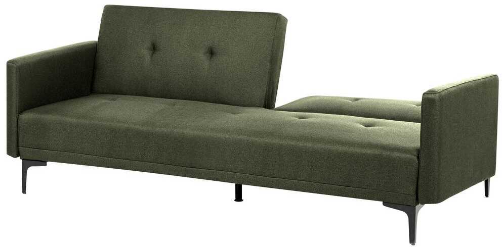 Beliani Trivietė išskleidžiama sofa LUCAN tamsiai žalia