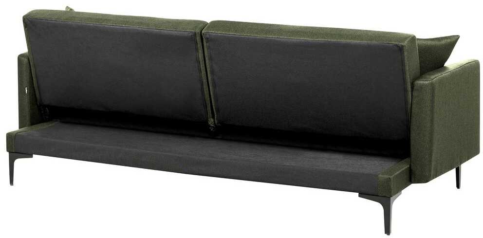 Beliani Trivietė išskleidžiama sofa LUCAN tamsiai žalia