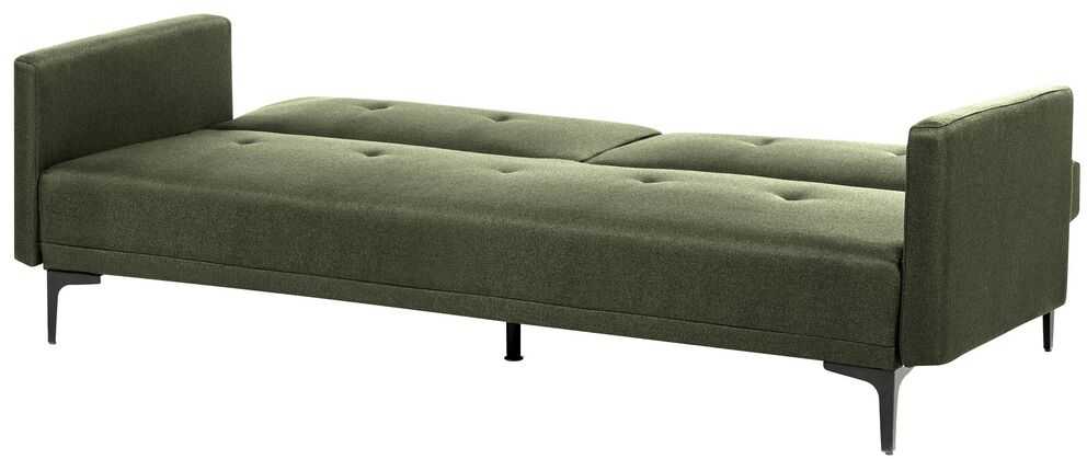 Beliani Trivietė išskleidžiama sofa LUCAN tamsiai žalia