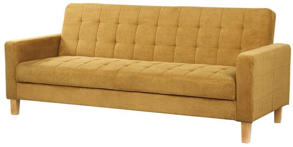 Beliani Trivietė išskleidžiama sofa VEHKOO garstyčių spalvos