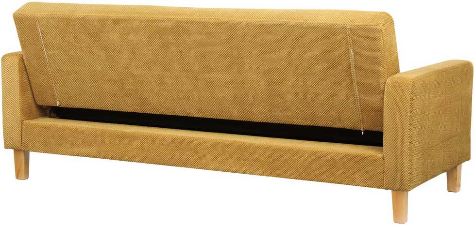 Beliani Trivietė išskleidžiama sofa VEHKOO garstyčių spalvos