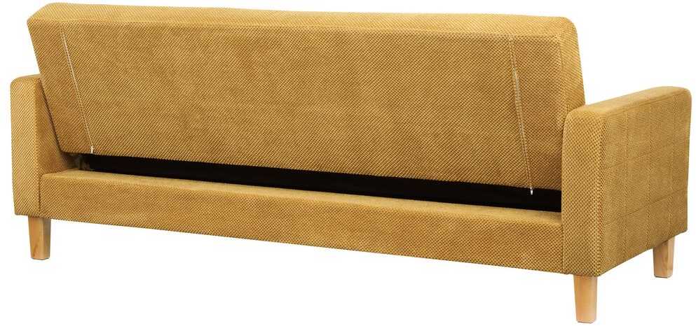 Beliani Trivietė išskleidžiama sofa VEHKOO garstyčių spalvos