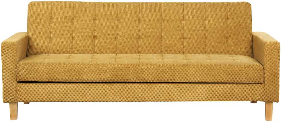 Beliani Trivietė išskleidžiama sofa VEHKOO garstyčių spalvos