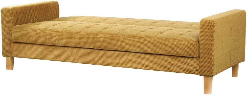 Beliani Trivietė išskleidžiama sofa VEHKOO garstyčių spalvos
