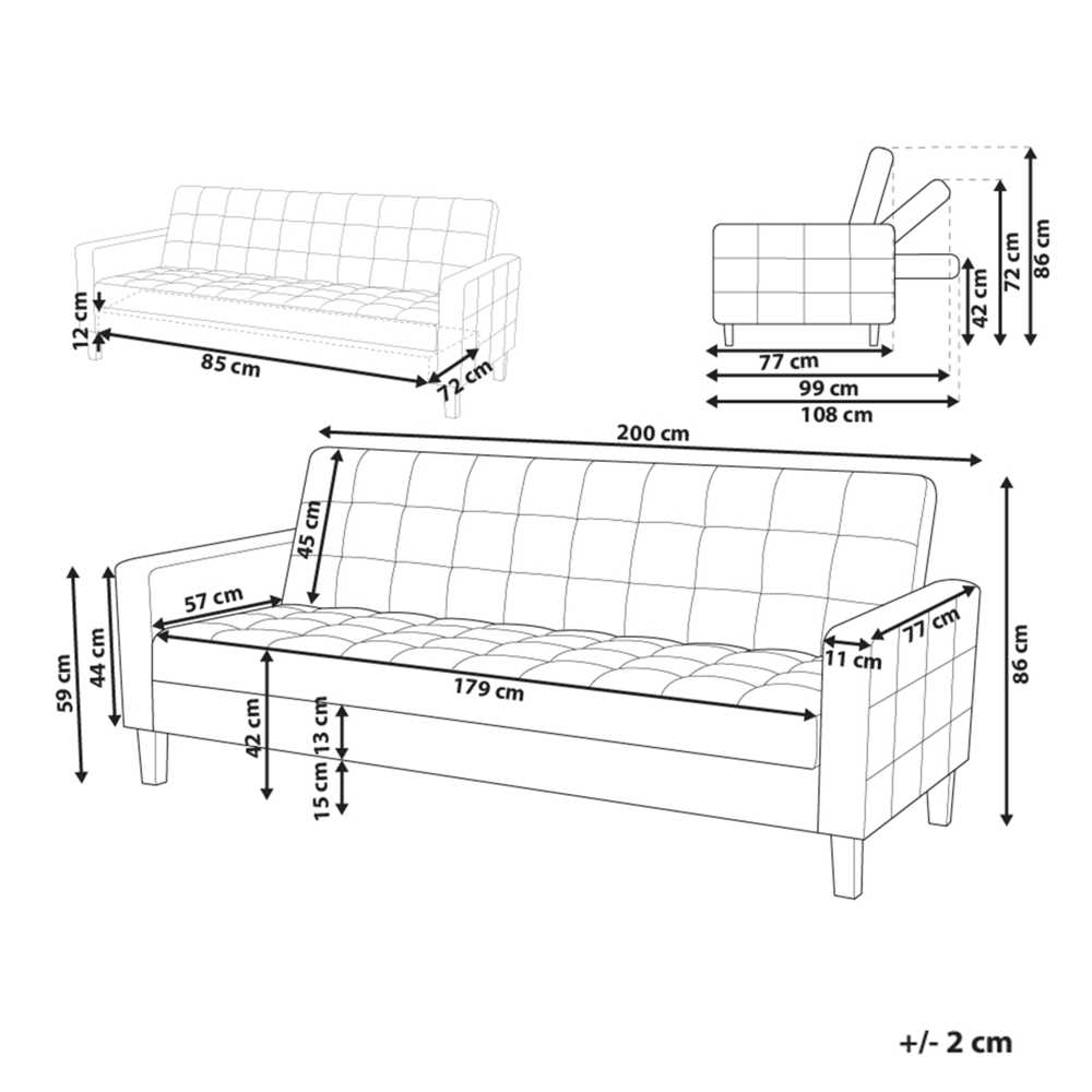 Beliani Trivietė išskleidžiama sofa VEHKOO garstyčių spalvos