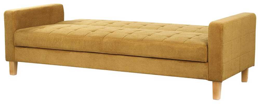 Beliani Trivietė išskleidžiama sofa VEHKOO garstyčių spalvos