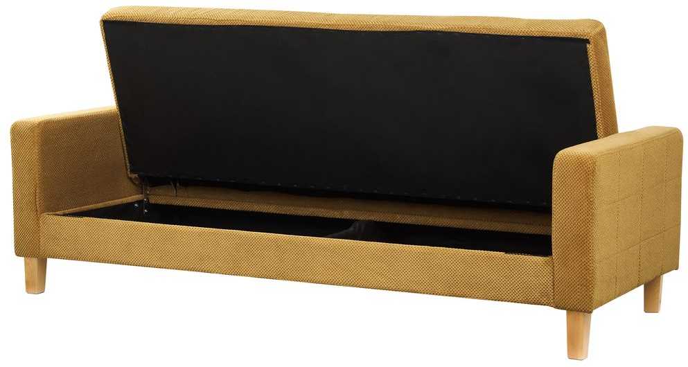 Beliani Trivietė išskleidžiama sofa VEHKOO garstyčių spalvos