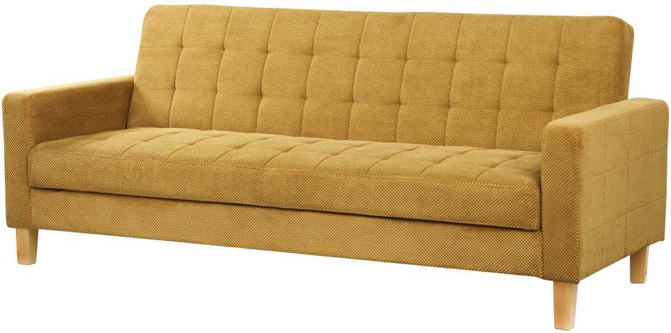 Beliani Trivietė išskleidžiama sofa VEHKOO garstyčių spalvos
