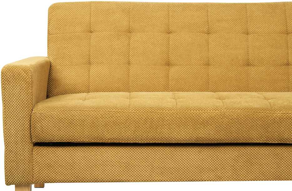 Beliani Trivietė išskleidžiama sofa VEHKOO garstyčių spalvos