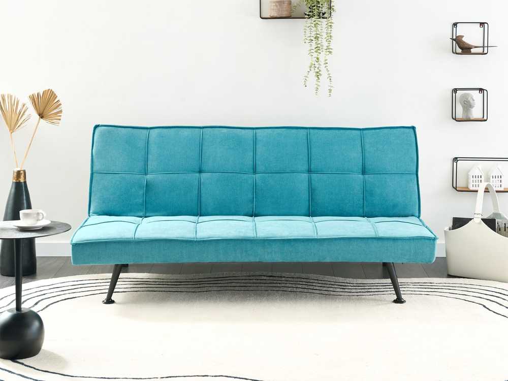 Beliani Trivietė išskleidžiama sofa HASLE, mėlyna