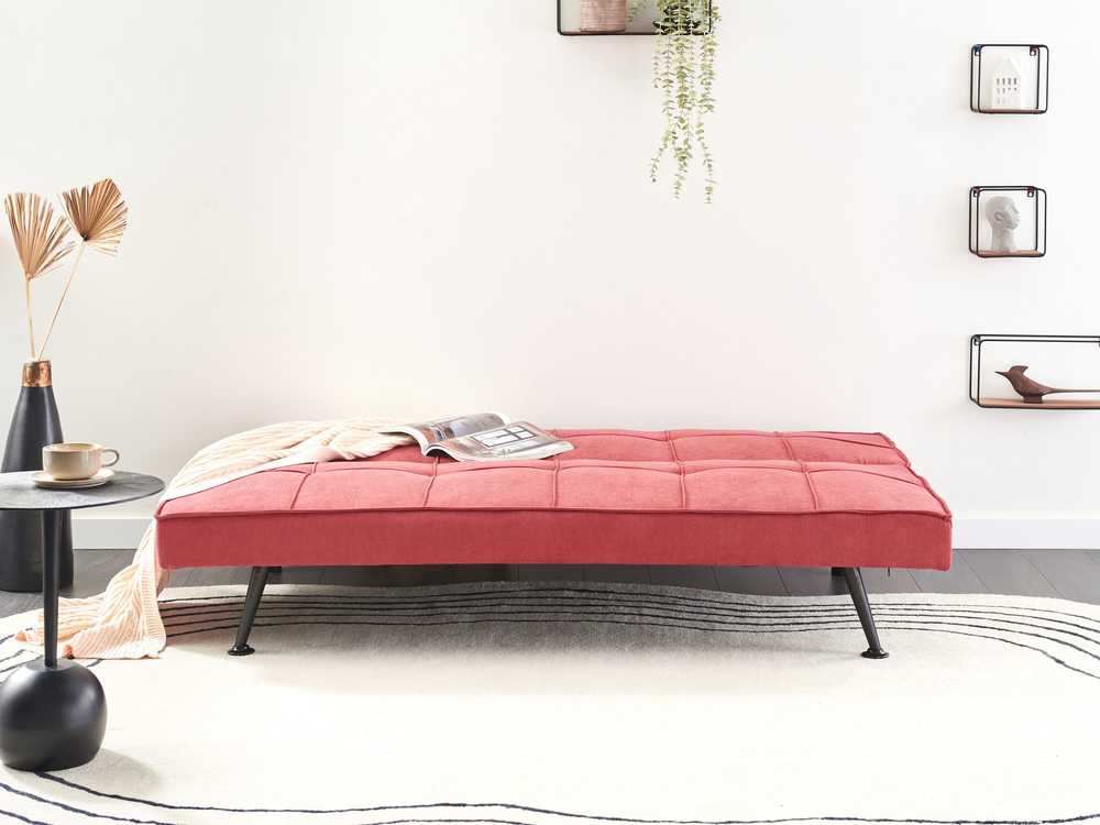 Beliani Trivietė išskleidžiama sofa HASLE, raudona