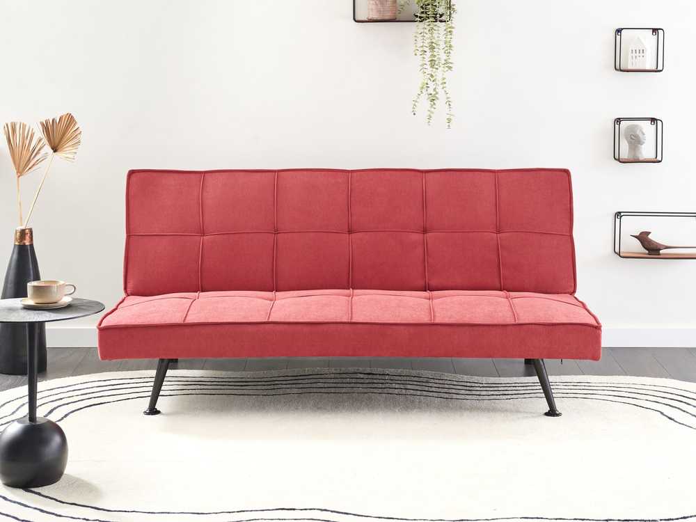 Beliani Trivietė išskleidžiama sofa HASLE, raudona