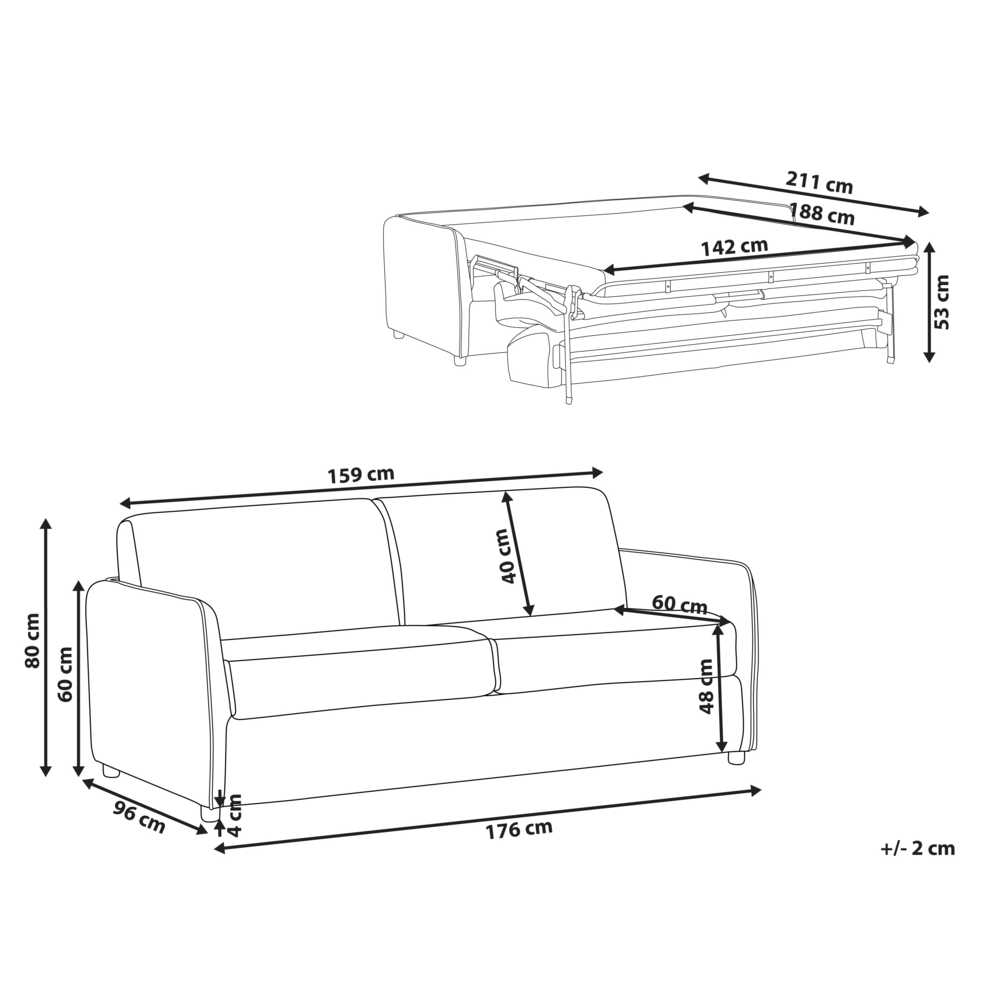 Beliani Dvivietė sofa lova ISHOJ šviesiai ruda