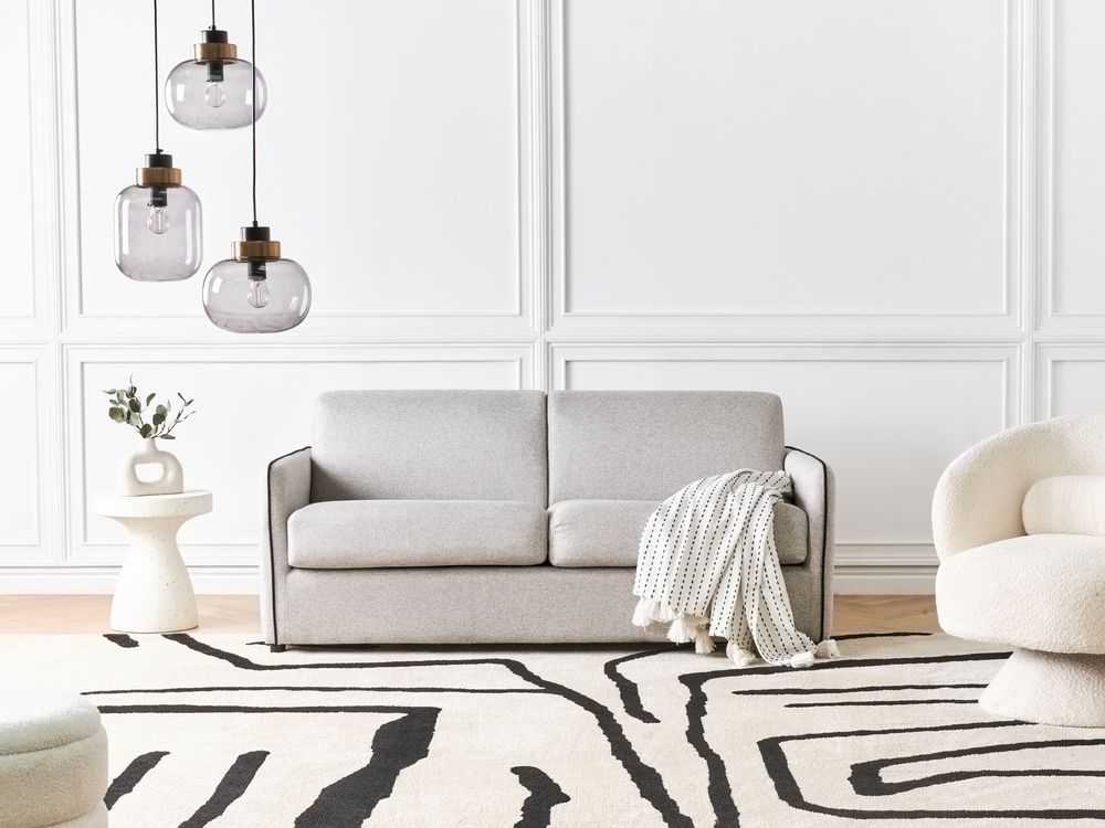 Beliani Dvivietė išskleidžiama sofa ISHOJ šviesiai pilka
