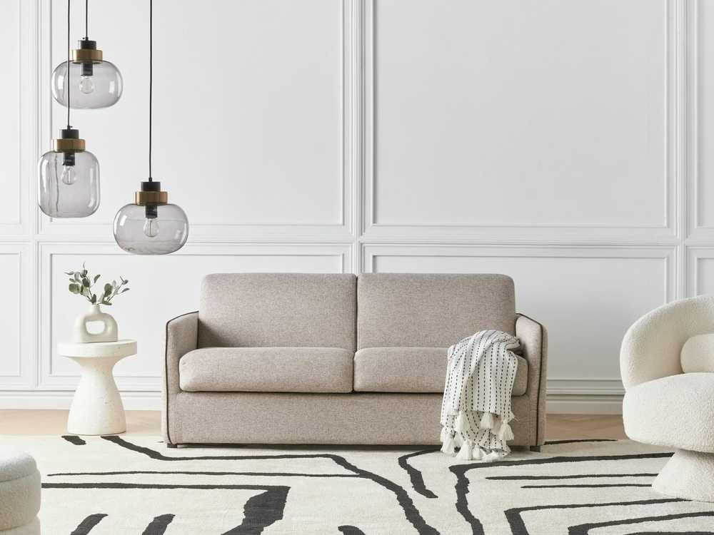 Beliani Dvivietė sofa lova ISHOJ šviesiai ruda