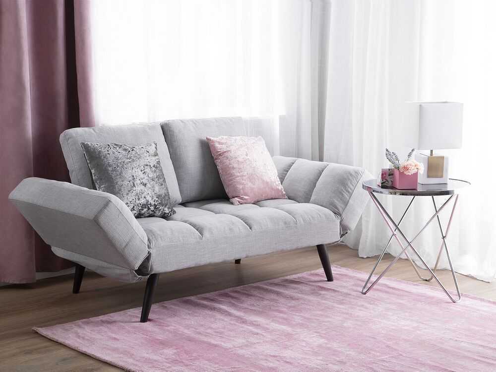 Beliani Dvivietė išskleidžiama sofa BREKKE šviesiai pilka