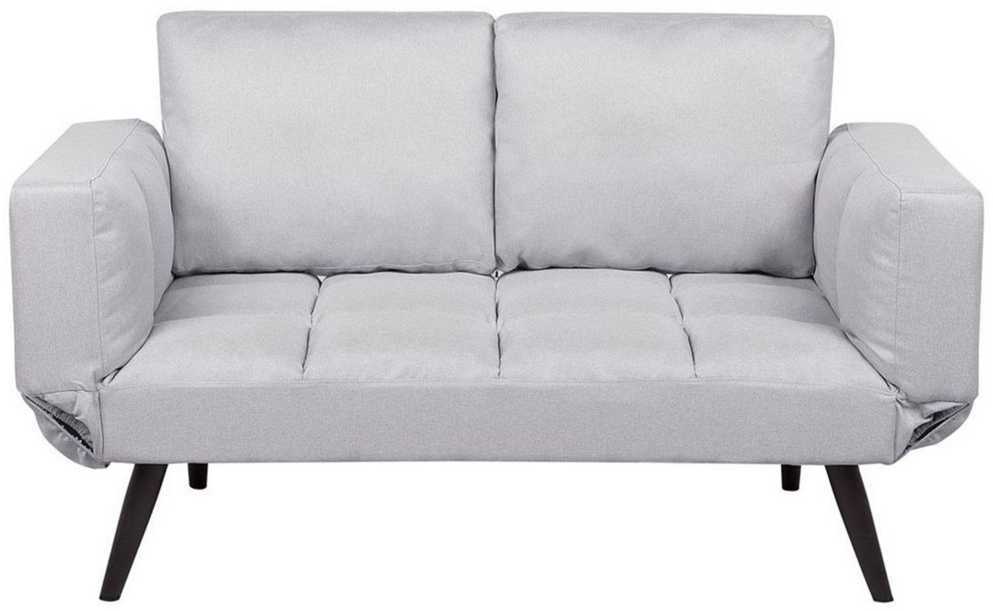 Beliani Dvivietė išskleidžiama sofa BREKKE šviesiai pilka