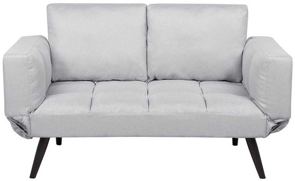 Beliani Dvivietė išskleidžiama sofa BREKKE šviesiai pilka
