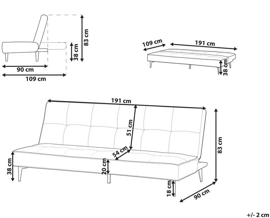 Beliani Trivietė išlankstoma sofa ESSVIK šviesiai žalia