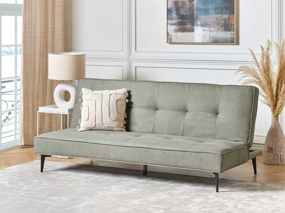 Beliani Trivietė išlankstoma sofa ESSVIK šviesiai žalia