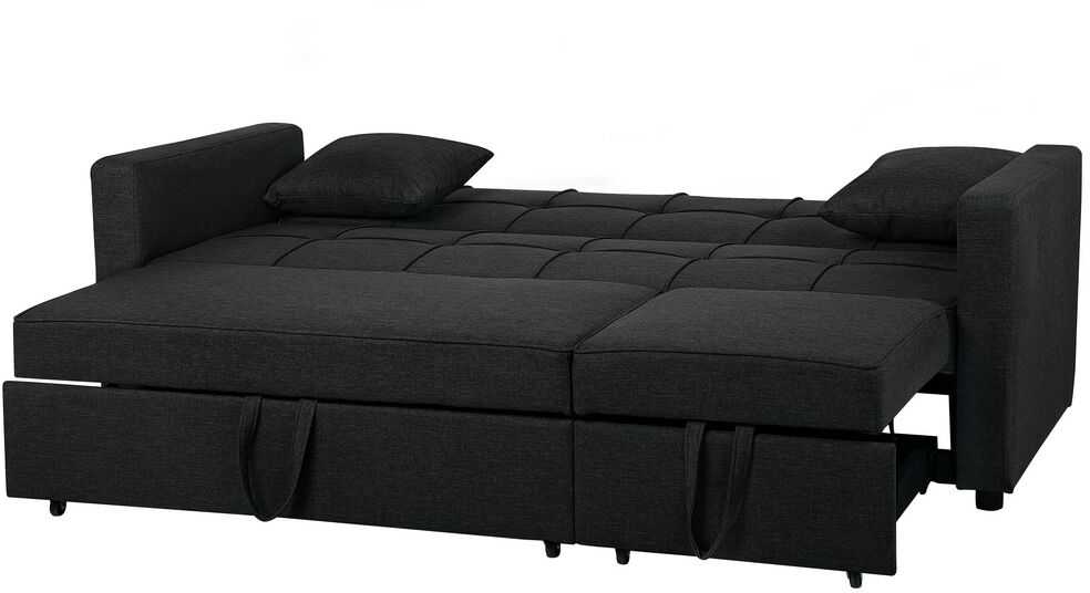 Beliani Trivietė išskleidžiama sofa GLOMMA, juoda