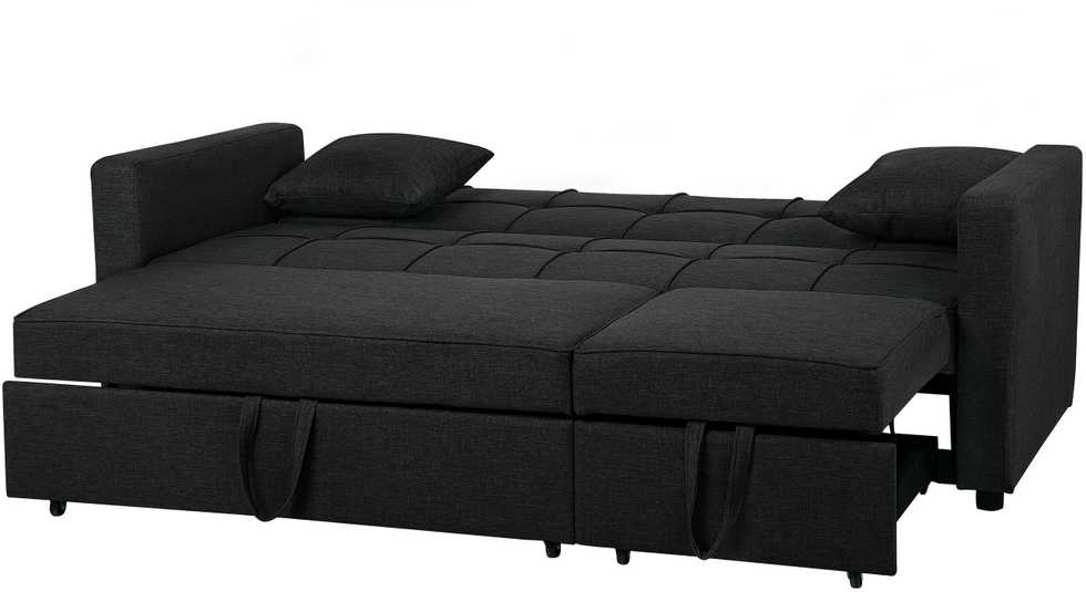 Beliani Trivietė išskleidžiama sofa GLOMMA, juoda