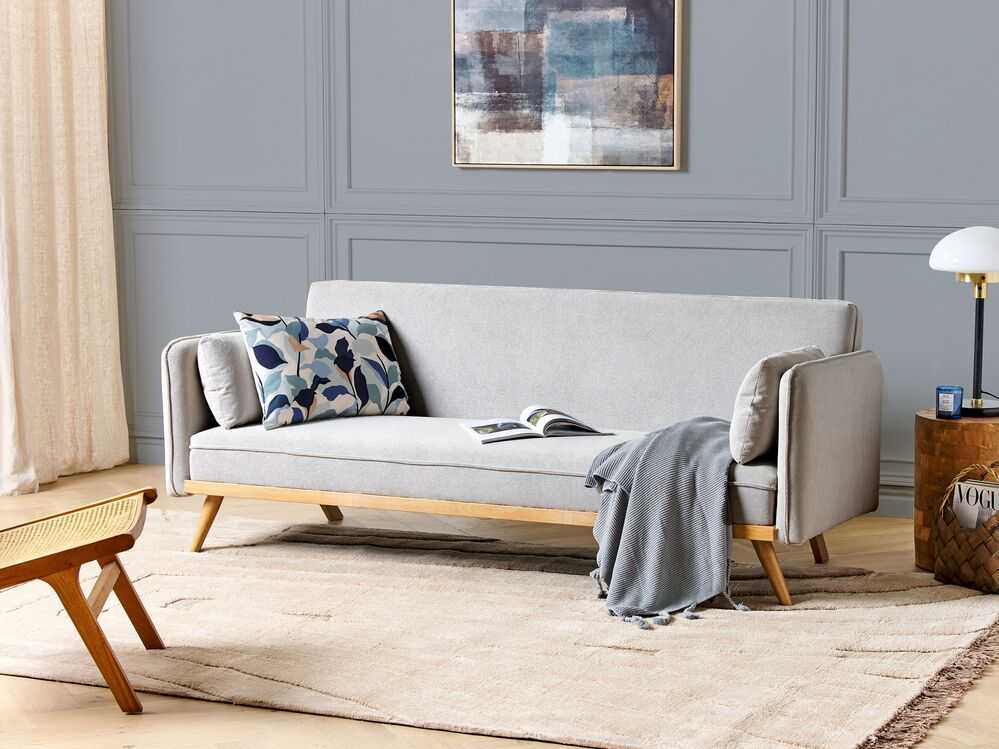 Beliani Trivietė išskleidžiama sofa ASAA, kreminė balta
