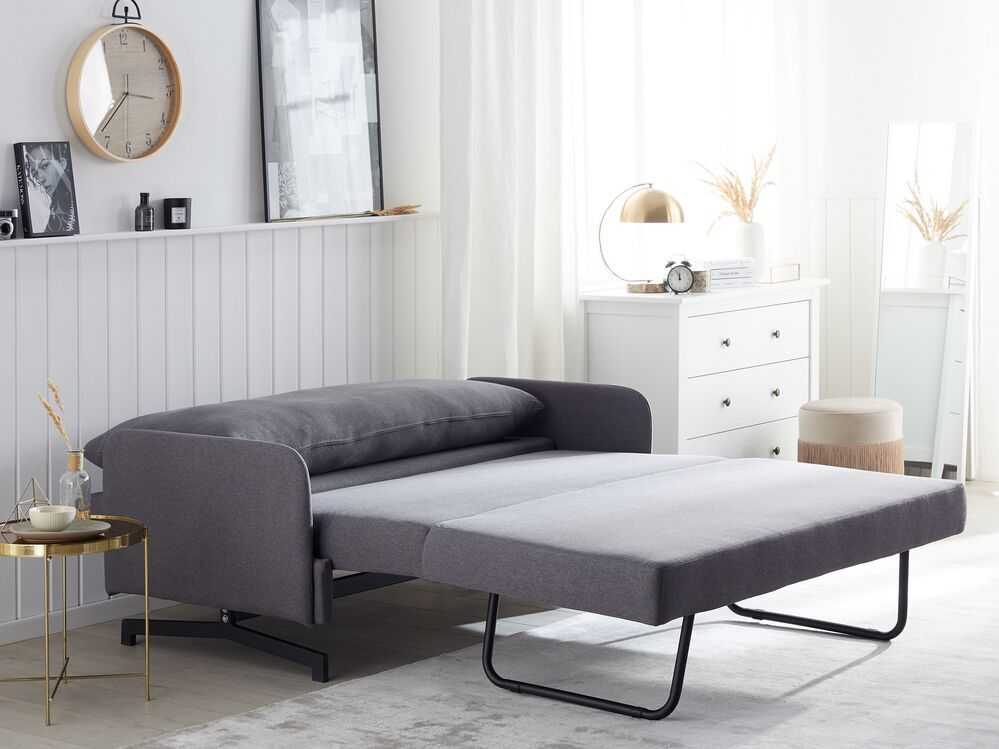 Beliani Dvivietė išskleidžiama sofa BELFAST pilka