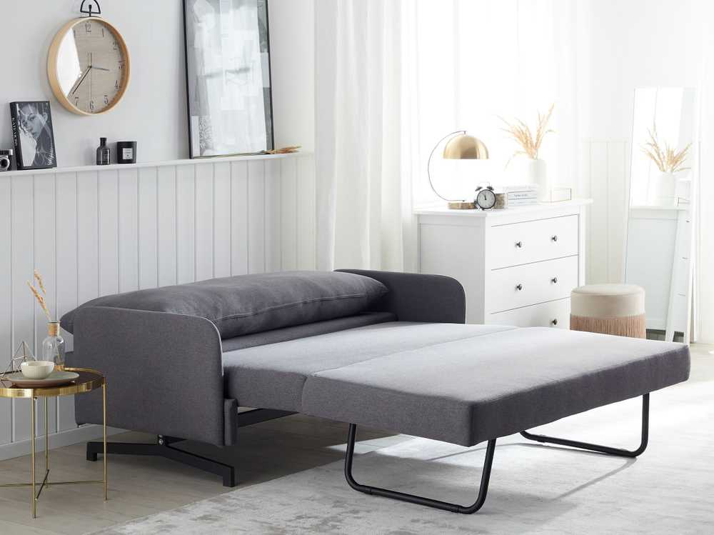 Beliani Dvivietė išskleidžiama sofa BELFAST pilka