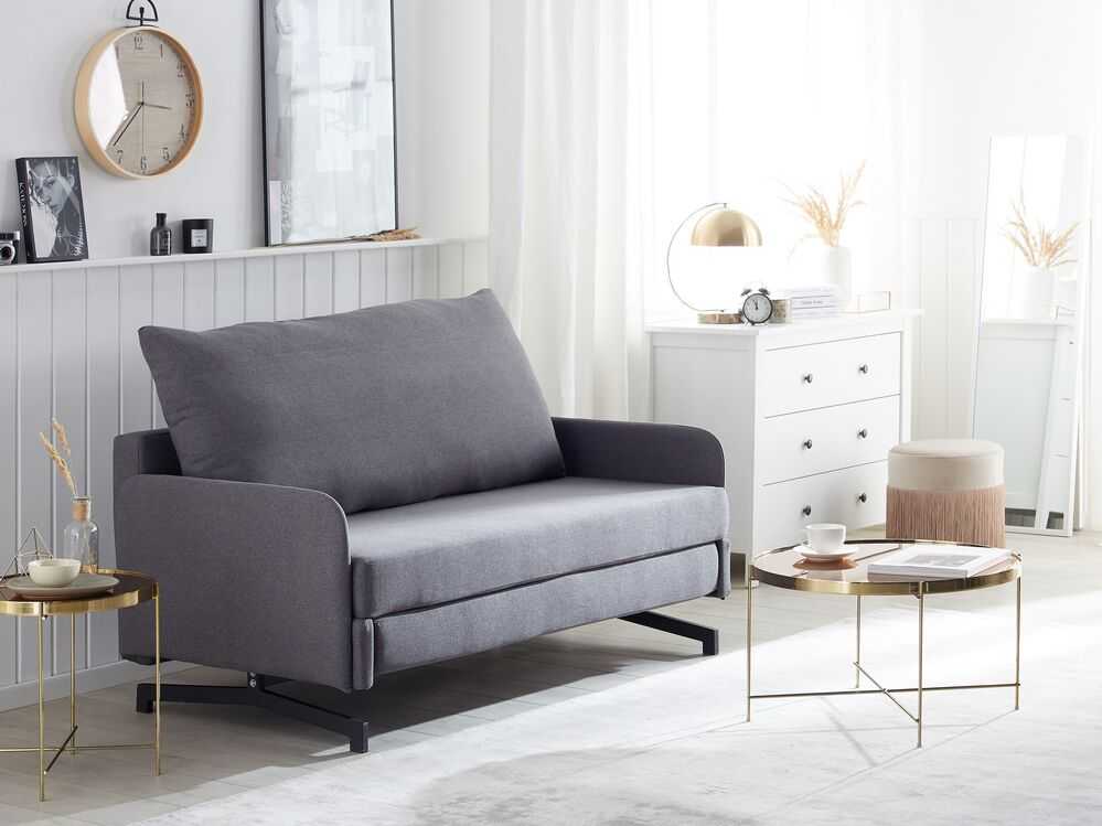 Beliani Dvivietė išskleidžiama sofa BELFAST pilka