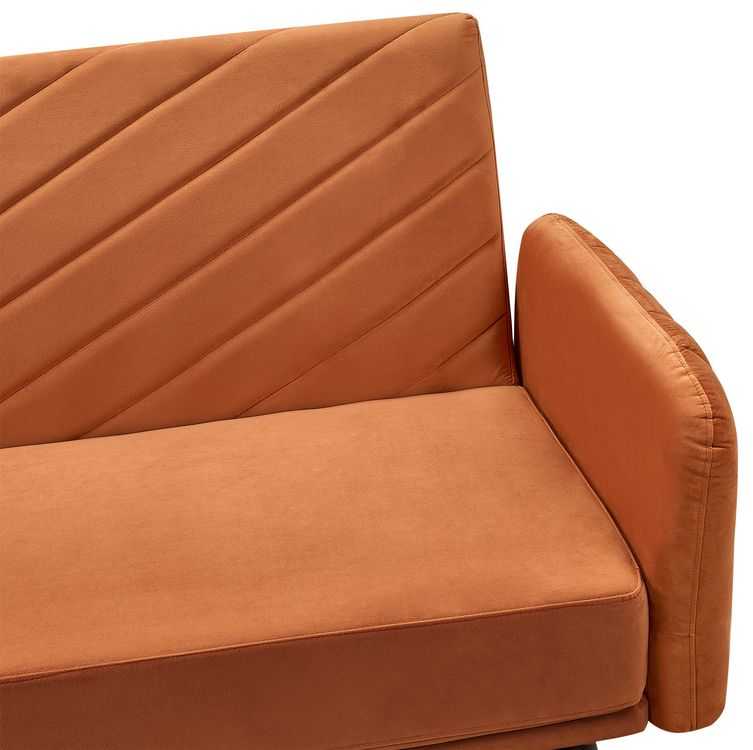 Beliani Išskleidžiama 3 vietų sofa SENJA, veliūrinė, oranžinė