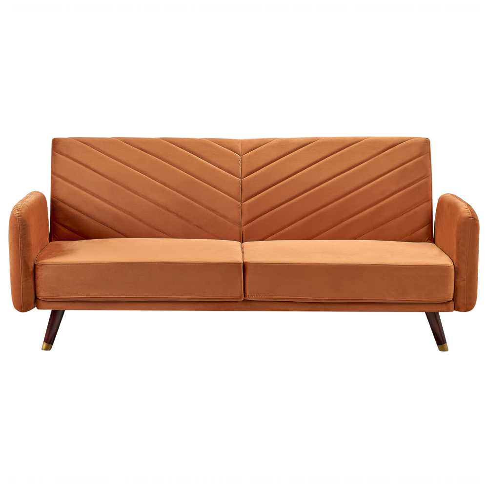 Beliani Išskleidžiama 3 vietų sofa SENJA, veliūrinė, oranžinė