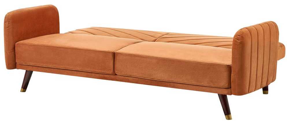 Beliani Išskleidžiama 3 vietų sofa SENJA, veliūrinė, oranžinė