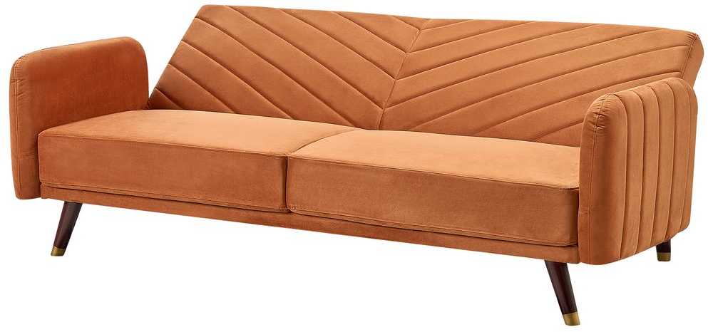 Beliani Išskleidžiama 3 vietų sofa SENJA, veliūrinė, oranžinė