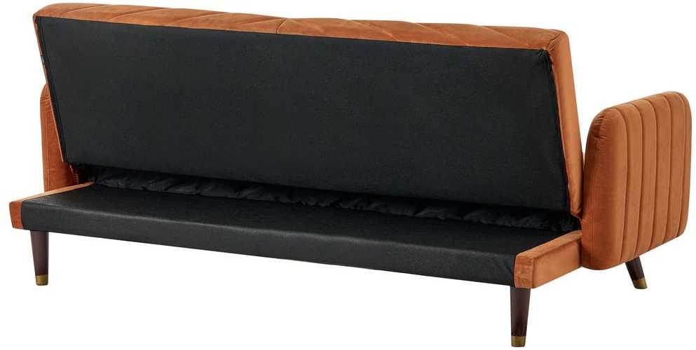Beliani Išskleidžiama 3 vietų sofa SENJA, veliūrinė, oranžinė