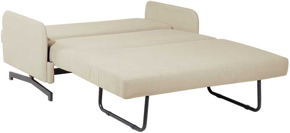 Beliani Dvivietė išskleidžiama sofa BELFAST smėlio spalvos