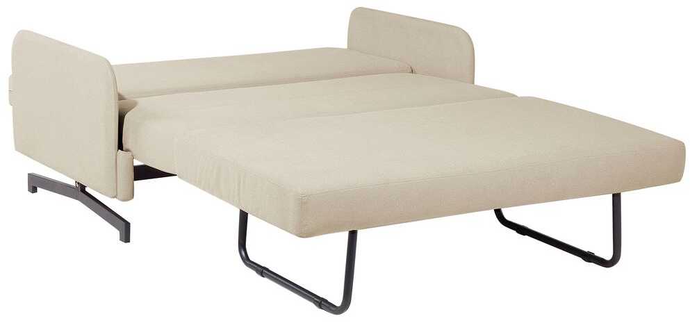 Beliani Dvivietė išskleidžiama sofa BELFAST smėlio spalvos