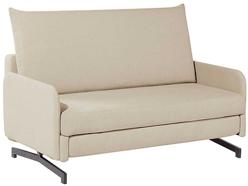 Beliani Dvivietė išskleidžiama sofa BELFAST smėlio spalvos