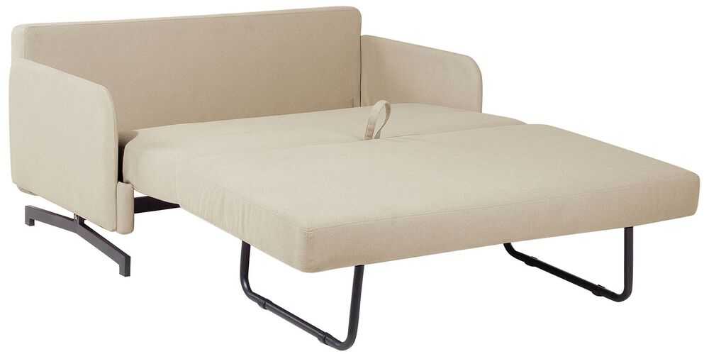 Beliani Dvivietė išskleidžiama sofa BELFAST smėlio spalvos